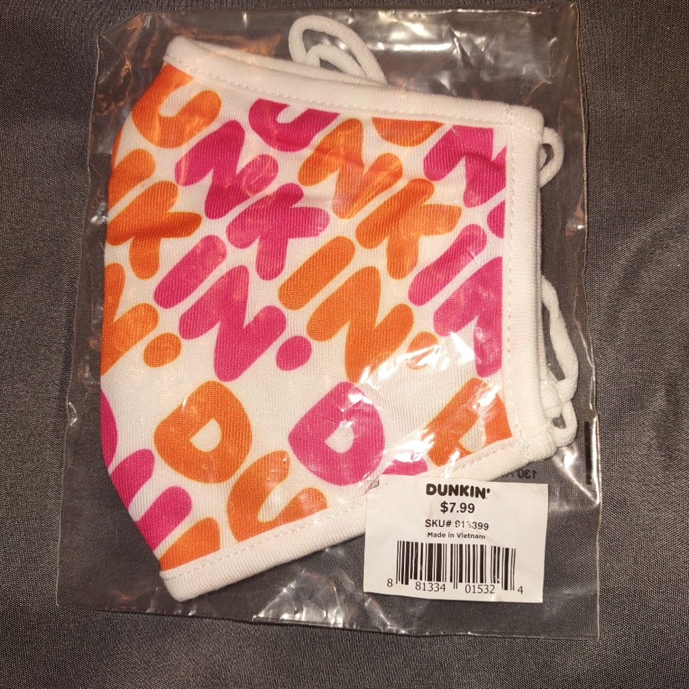 💕4/$28 DUNKIN DONUTS FACE MASK NWT